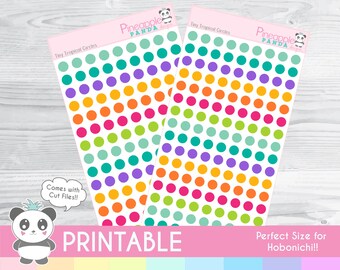 Tiny Tropical Circles - Printable Planner Stickers - Hobo - Hobonichi - Erin Condren - Happy Planner - Bullet Journal - Rainbow