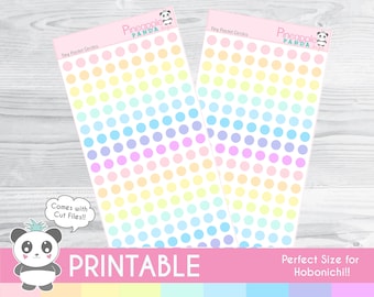Tiny Pastel Circles - Printable Planner Stickers - Hobo - Hobonichi - Erin Condren - Happy Planner - Bullet Journal - Rainbow