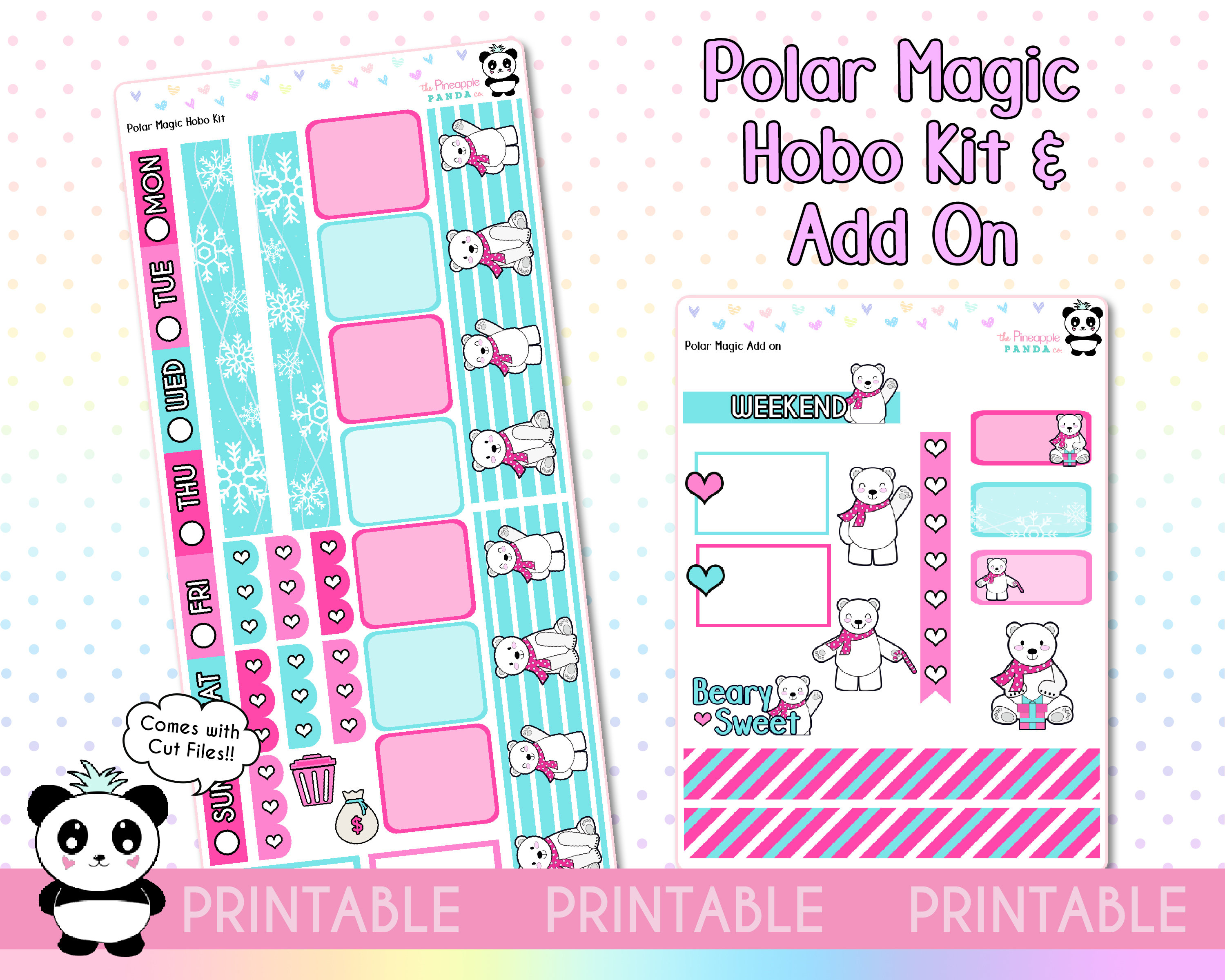 PRINTABLE Polar Magic - Hobonichi Weeks Kit - Weekly Planner Stickers ...
