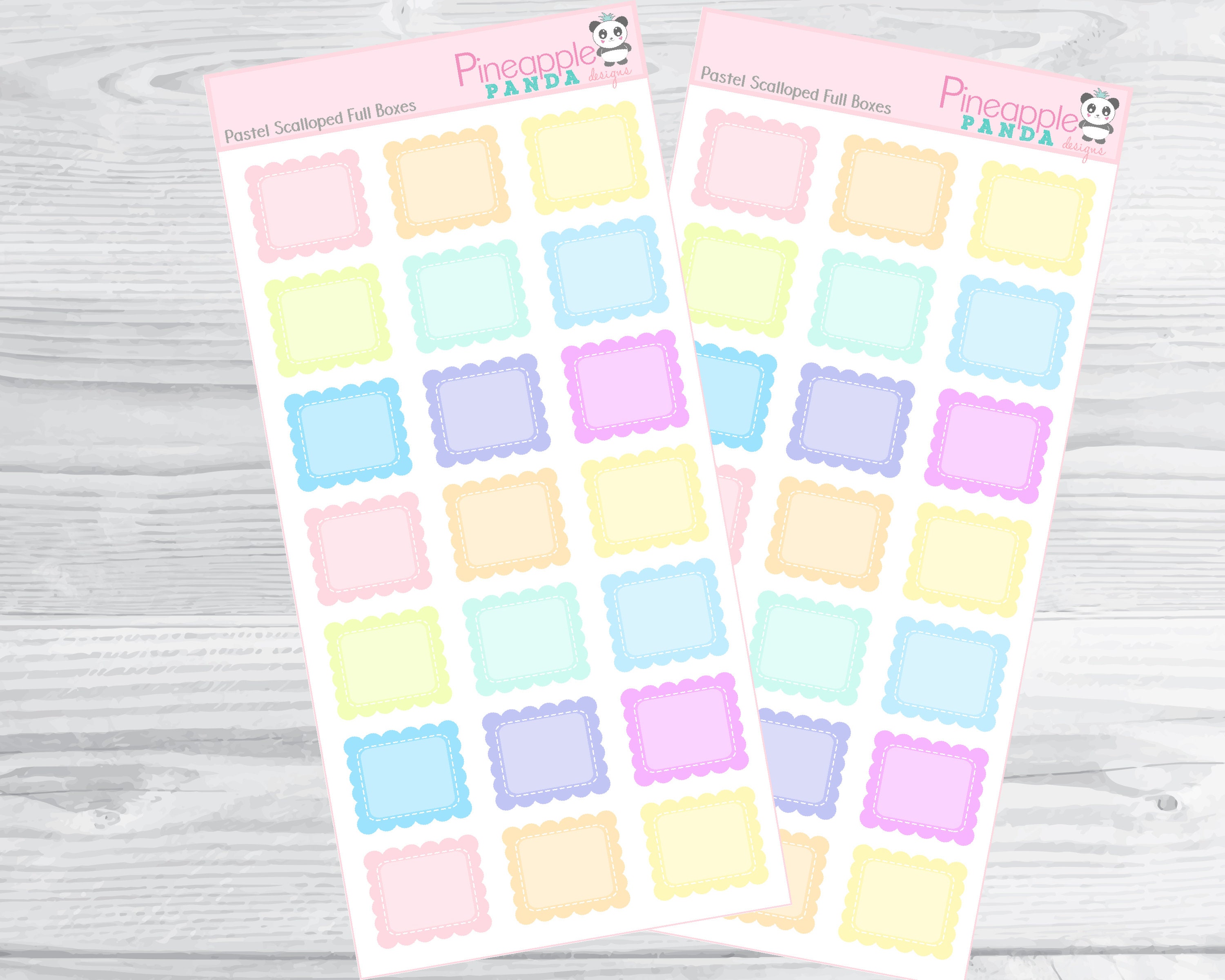 Pastel Scalloped Full Boxes Printable Planner Stickers | Etsy
