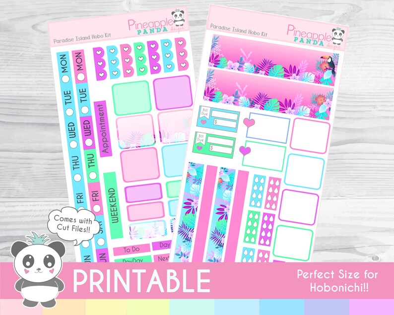 Paradise Island Hobonichi Weeks Kit Weekly Printable Planner Stickers Hobo Weeks Hobonichi Bullet Journal vacation Digital image 1