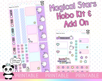 Magical Stars - Hobonichi Weeks Kit - Weekly Printable Planner Stickers - Hobo Weeks Hobonichi Bullet Journal - Star unicorn digital