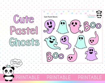 PRINTABLE Cute pastel Ghost - Planner Stickers Halloween - Hobo Weeks Hobonichi Bullet Journal - Digital - Erin Condren Print Pression