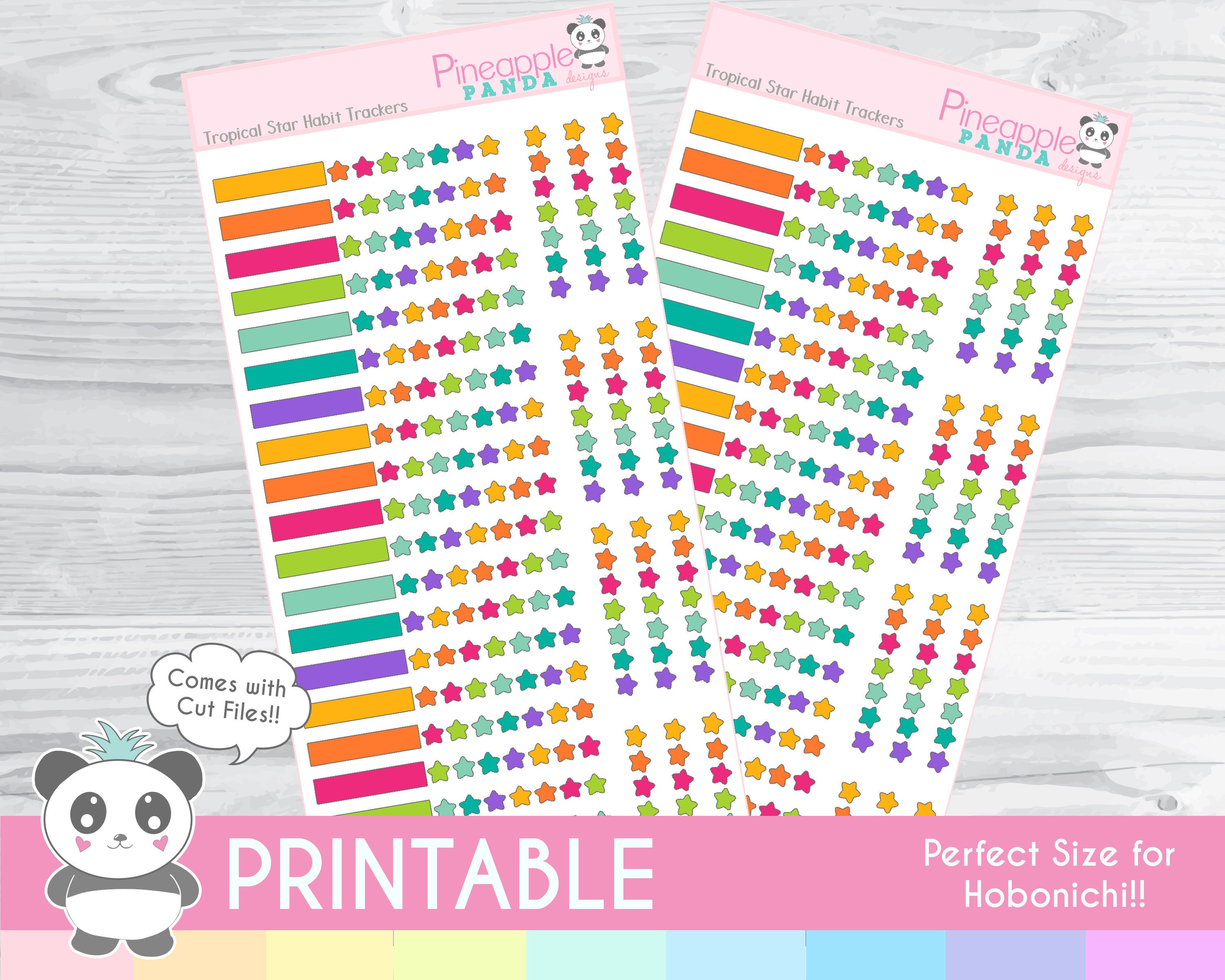 Tropical Star Habit Trackers - Printable Planner Stickers - Hobo Weeks ...