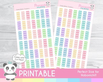 Candy Water Trackers  - Printable Planner Stickers - Hobo Weeks Hobonichi Bullet Journal - Digital - Functional Rainbow - Tracking