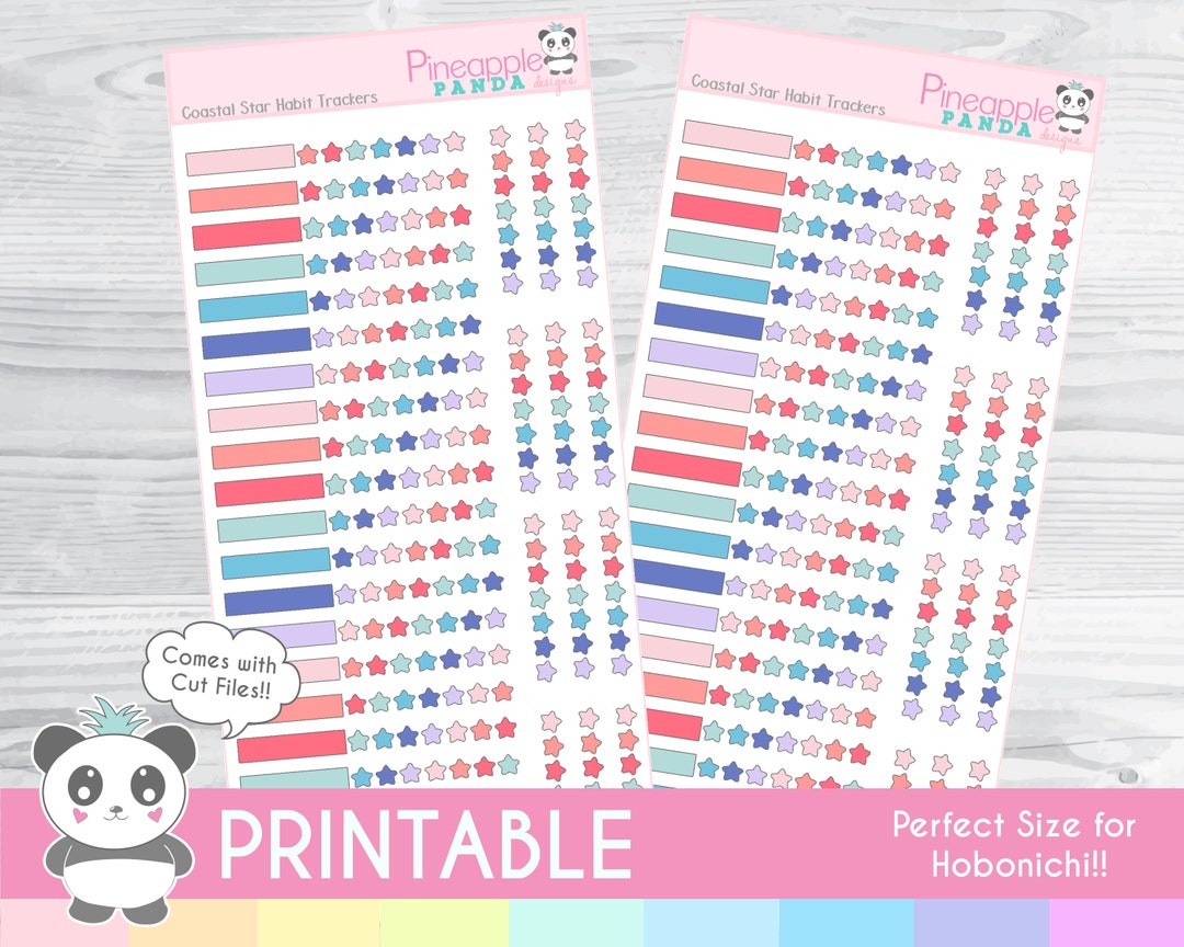 Coastal Star Habit Trackers - Printable Planner Stickers - Hobo Weeks ...
