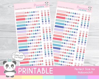 Coastal Star Habit Trackers  - Printable Planner Stickers - Hobo Weeks Hobonichi Bullet Journal - Digital - Functional Rainbow