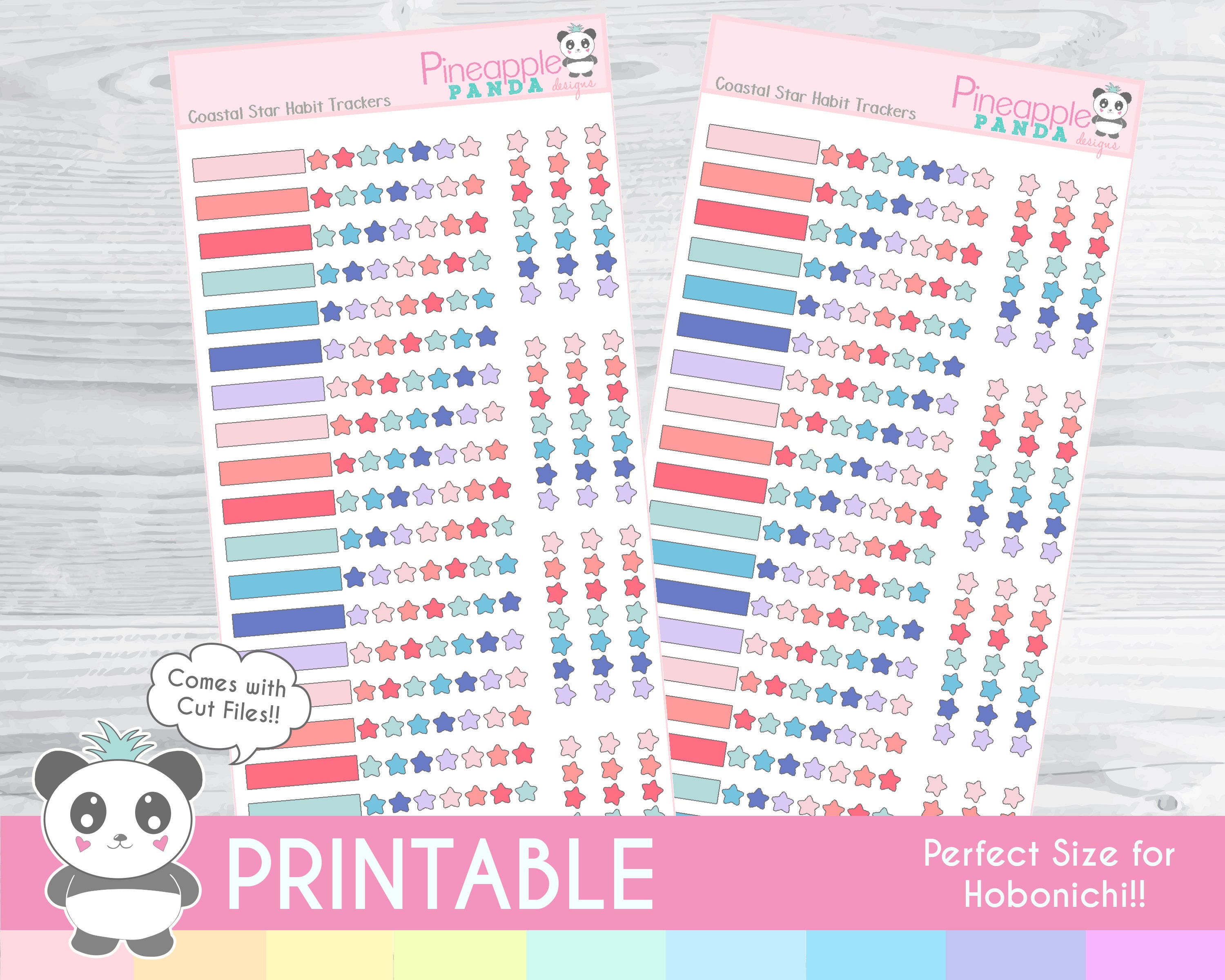 Coastal Star Habit Trackers - Printable Planner Stickers - Hobo Weeks ...