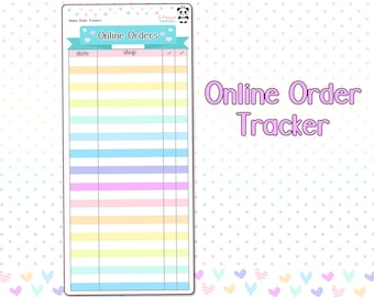 Online Order Tracker - FULL PAGE - Hobo Weeks Hobonichi Bullet Journal  - Pastel Rainbow Functional Mail Shopping