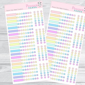 Pastel Star Habit Trackers - Printable Planner Stickers - Hobo Weeks ...