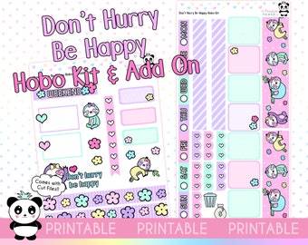 PRINTABLE Don't Hurry Be Happy - Hobonichi Weeks Kit - Weekly Planner Stickers - Hobo Weeks Hobonichi Bullet Journal - Sloth digital