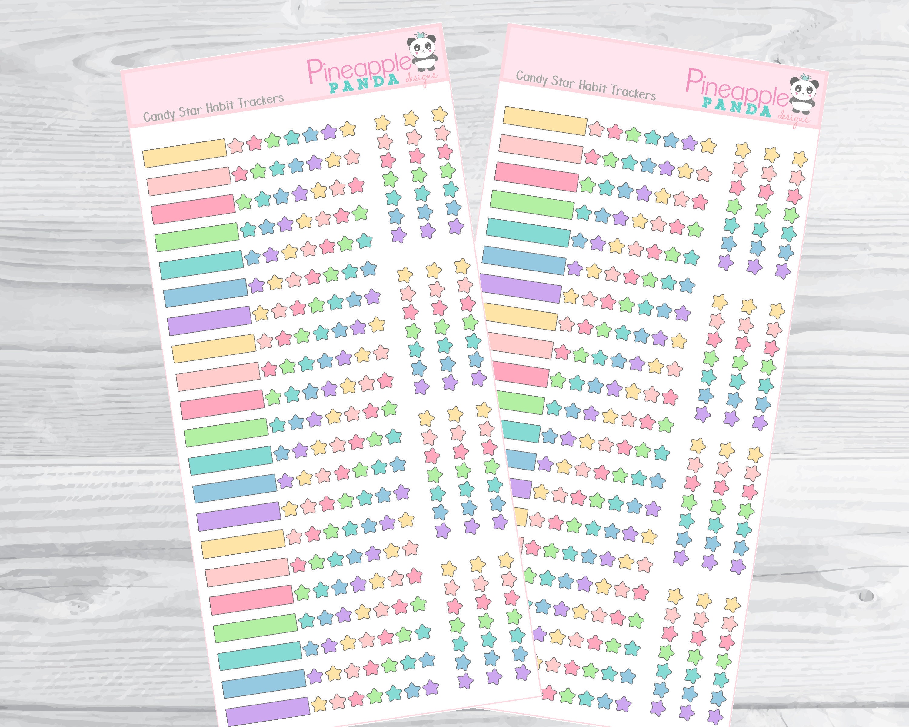 Candy Star Habit Trackers - Printable Planner Stickers - Hobo Weeks ...