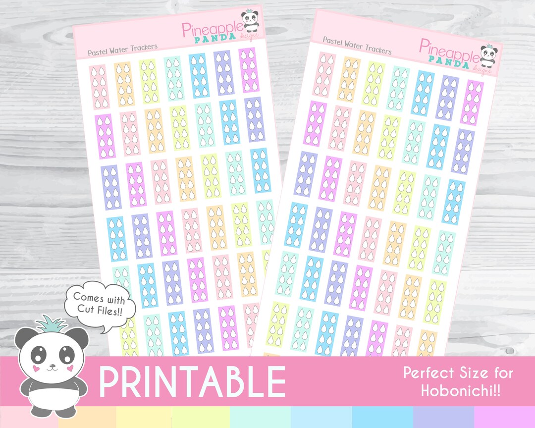 Pastel Water Trackers - Printable Planner Stickers - Hobo Weeks ...