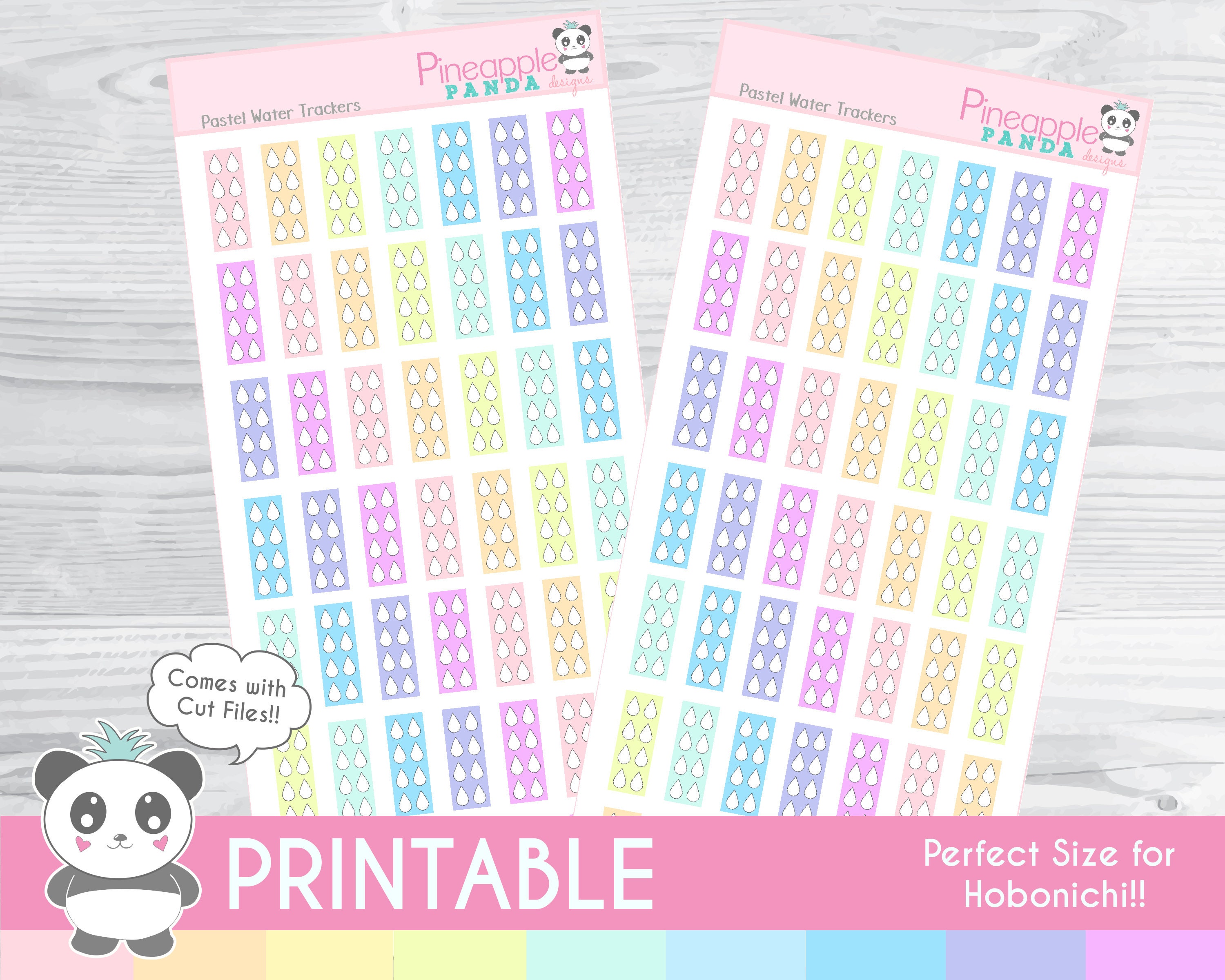 Pastel Water Trackers - Printable Planner Stickers - Hobo Weeks ...
