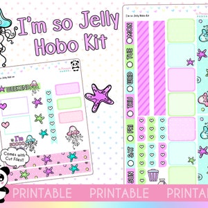 PRINTABLE I&#39;m so Jelly - Hobonichi Weeks Kit - Weekly Planner Stickers - Hobo Weeks Hobonichi Bullet Journal - jelly fish ocean digital