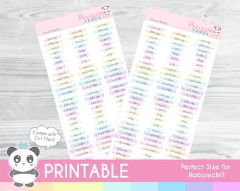 Adorable Pastel Month Words - Monthly - Printable Planner Stickers - Hobo - Hobonichi - Erin Condren - Happy Planner - Bullet Journal