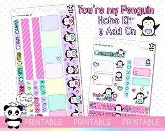 PRINTABLE You're my Penguin - Hobonichi Weeks Kit - Weekly Planner Stickers - Hobo Weeks Hobonichi Bullet Journal - Valentine's digital