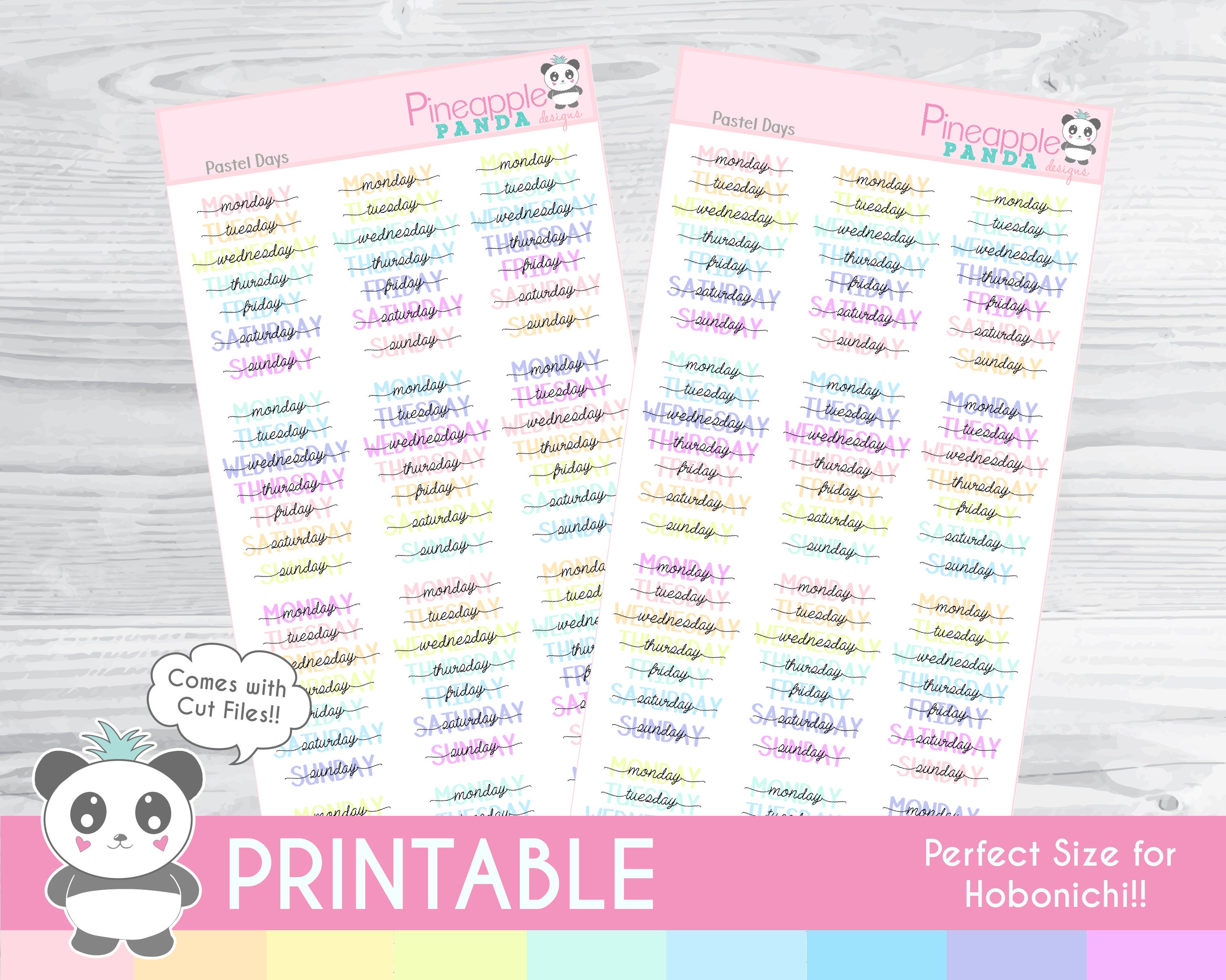 Adorable Pastel Days of the Week Words - Printable Planner Stickers ...
