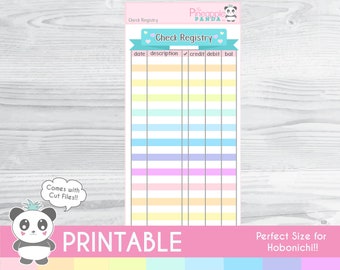 Check Registry - Printable Planner Insert Stickers - Hobo - Hobonichi - Erin Condren - Happy Planner - Bullet Journal - DIGITAL