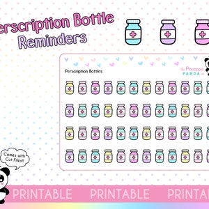 PRINTABLE Prescription Bottle - Planner Stickers - Hobo Weeks Hobonichi Bullet Journal - Digital - Erin Condren Print Pression