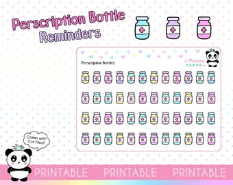 PRINTABLE Prescription Bottle - Planner Stickers - Hobo Weeks Hobonichi Bullet Journal - Digital - Erin Condren Print Pression