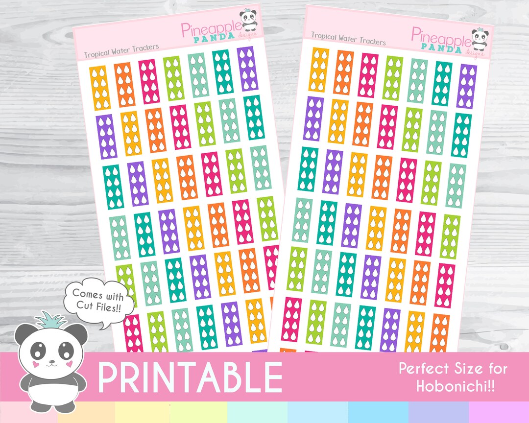 Tropical Water Trackers - Printable Planner Stickers - Hobo Weeks ...