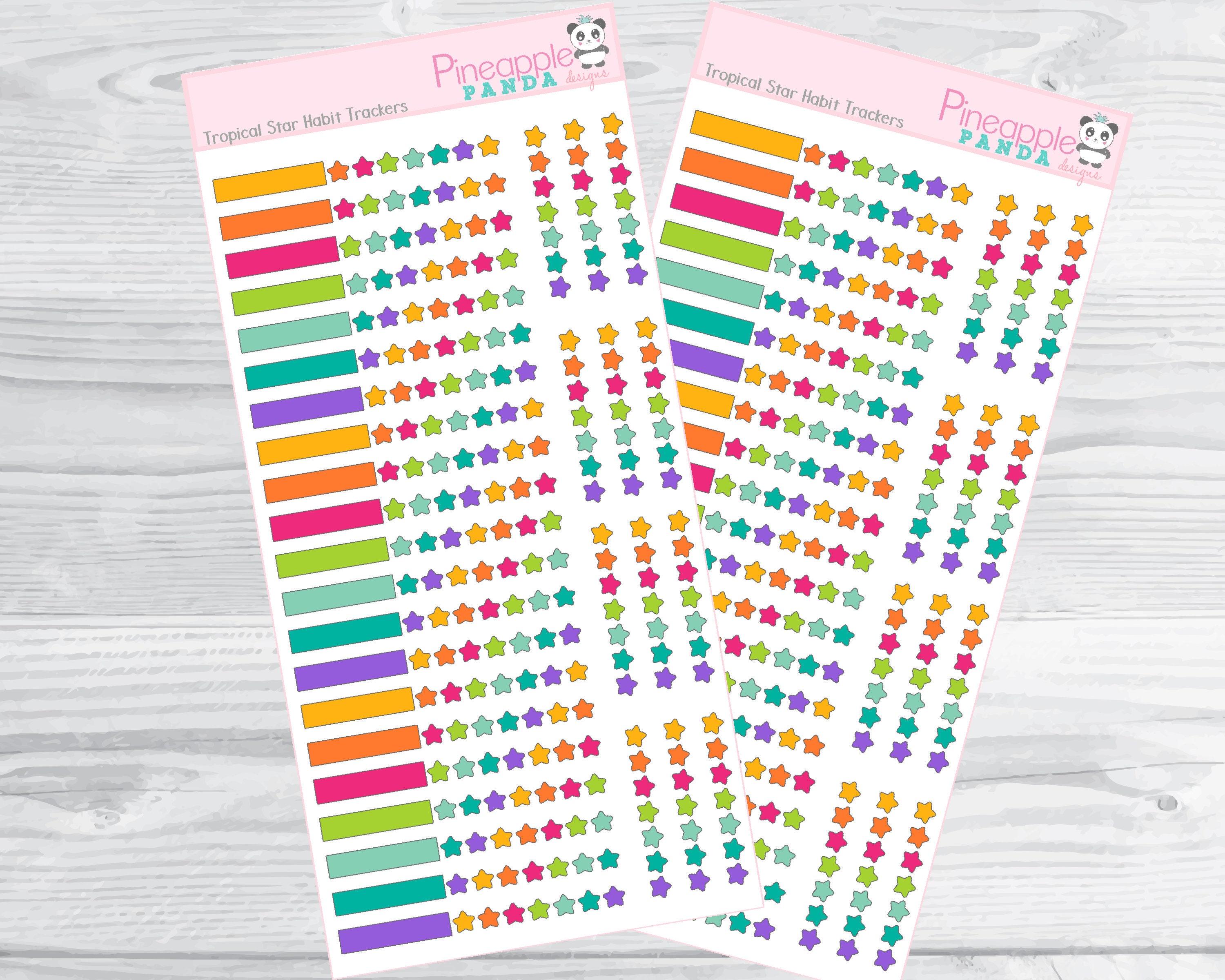 Tropical Star Habit Trackers - Printable Planner Stickers - Hobo Weeks ...