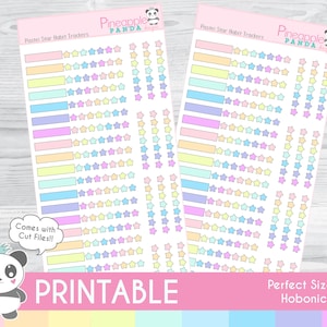 Pastel Star Habit Trackers - Printable Planner Stickers - Hobo Weeks ...