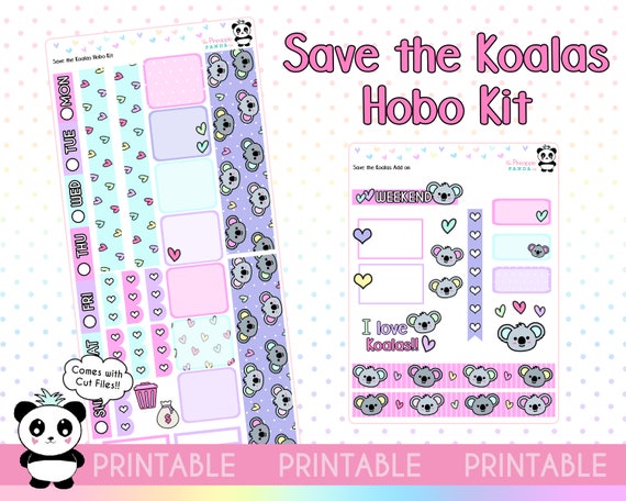 PRINTABLE Save the Koalas - Hobonichi Weeks Kit - Weekly Planner Stickers - Hobo Weeks Hobonichi Bullet Journal - Australia digital