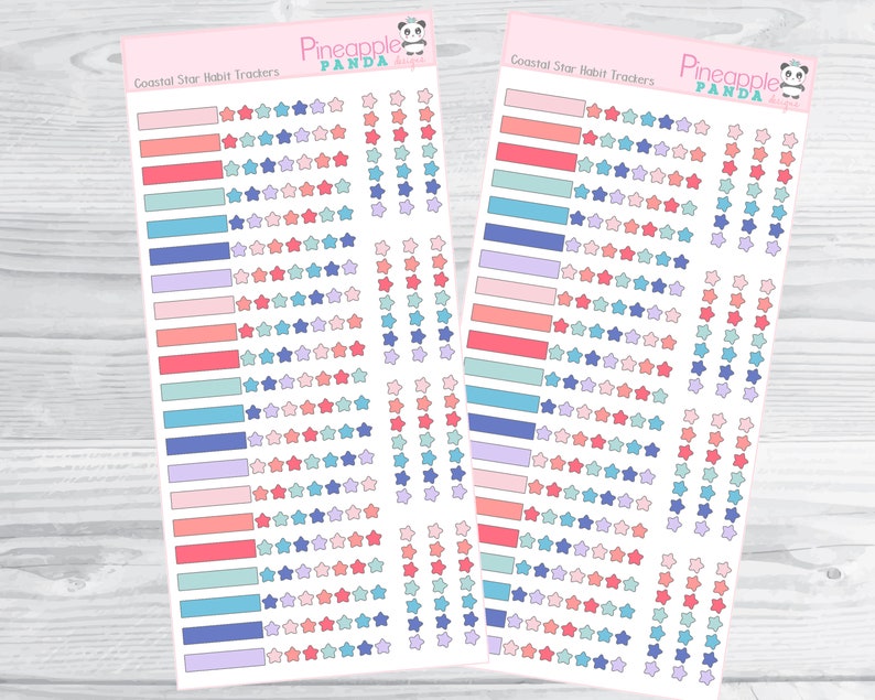 Coastal Star Habit Trackers - Printable Planner Stickers - Hobo Weeks ...