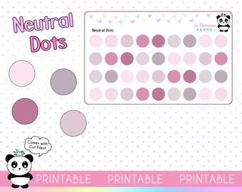 PRINTABLE Adorable Cute Neutral Date Dots - Planner Stickers - Hobo Weeks Hobonichi Bullet Journal - Erin Condren Print Pression DIGITAL