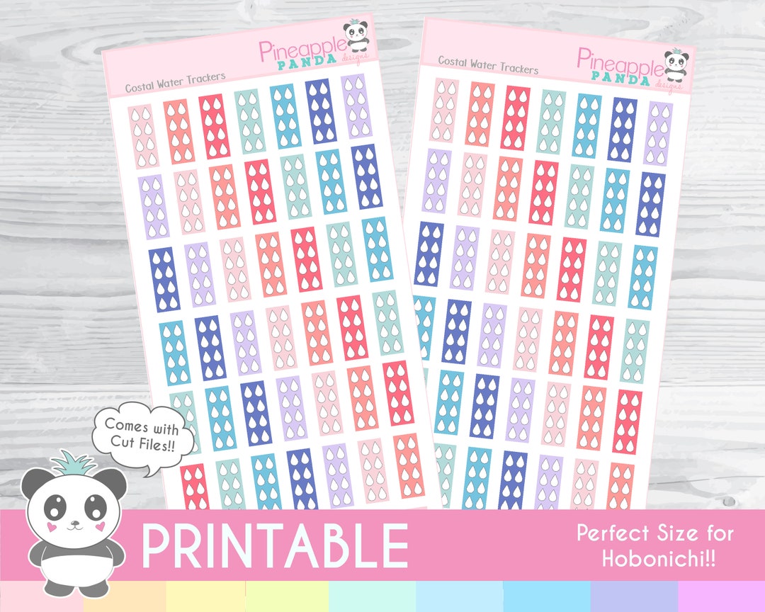 Coastal Water Trackers - Printable Planner Stickers - Hobo Weeks ...