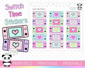 PRINTABLE Gaming Switch Stickers - Planner Stickers - Hobo Weeks Hobonichi Bullet Journal - Digital - Erin Condren Print Pression