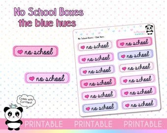 PRINTABLE No School Boxes - Pink Hobo Weeks Hobonichi Erin Condren Happy Planner Print Pression - Functional Stickers Bullet Journal