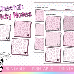 PRINTABLE Neutral Cheetah Sticky Post Notes - Planner Stickers - Hobo Weeks Hobonichi Bullet Journal - Digital - Erin Condren Print Pression