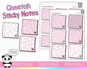 PRINTABLE Neutral Cheetah Sticky Post Notes - Planner Stickers - Hobo Weeks Hobonichi Bullet Journal - Digital - Erin Condren Print Pression