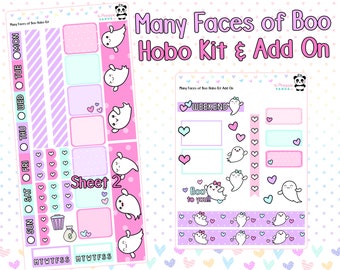 Many Faces of Boo Weekly Kit - Hobo Weeks Hobonichi Bullet Journal  - Pastel Pink Aqua Ghosts Halloween