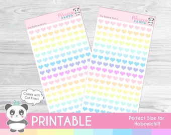 Tiny Rainbow Pastel Hearts - Printable Planner Stickers - Hobo - Hobonichi - Erin Condren - Happy Planner - Bullet Journal