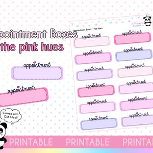 PRINTABLE Appointment Boxes - Pink - Hobo Weeks Hobonichi Erin Condren Happy Planner Print Pression - Functional Stickers Bullet Journal