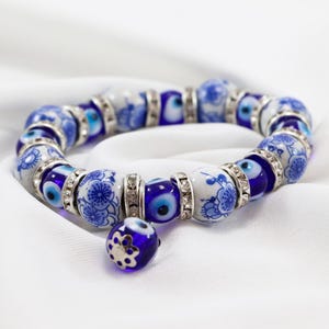 Pulsera de ojo azul, pulsera turca hecha a mano, amuleto, Nazar Boncuğu, cuentas de ojo griego de vidrio