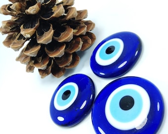 Evil Eye Set of 3 Glass Beads Home Decor Without Holes, 5.5 cm Turkish Big Amulet, Nazar Boncugu, Greek Eye, Eye of Protections, Charm