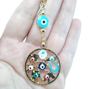 Gold-plated Evil Eye Car Decor, Turkish Amulet for Car Hanging, Colorful Car Mirror Hanging, Turkish Amulet as Car Protector