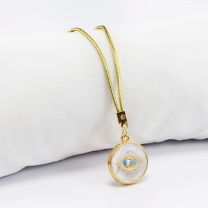 Gold-plated Evil Eye Car Decor, Evil Eye Car Decor,  Turkish Amulet for Car Hanging, Hamsa Hand Colored Car Mirror Hanging