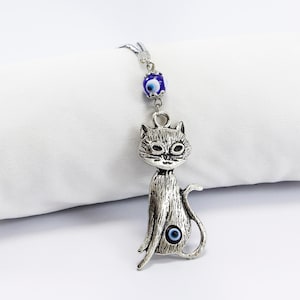 Decoración para coche con diseño de ojo malvado de gato Meral, accesorios para colgar en el espejo del coche, accesorios para el coche con diseño de ojo malvado, accesorios para el coche para amantes de los gatos, regalo para el coche con diseño de ojo malvado