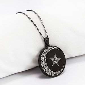 Anmutige Laser gravierte islamische Anhänger, die Kalima al-Tawhid & Basmala Halskette, schwarze Edelstahlkette, muslimische Geschenk