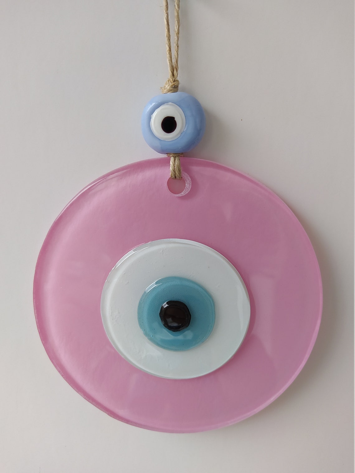 Pink Evil Eye Glass Bead 12cm Pendant Charm Turkish Decor Etsy