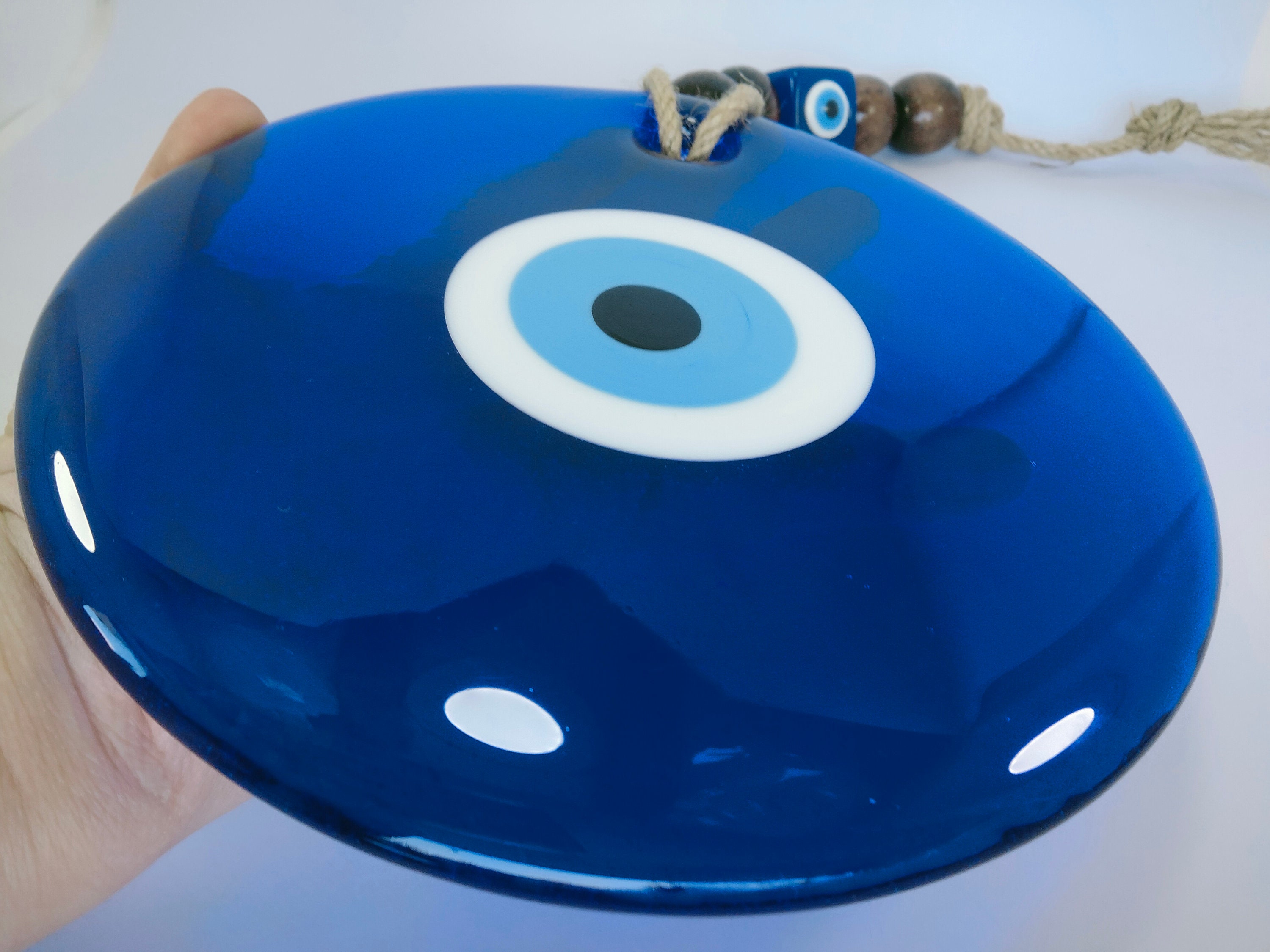 Decorative Large Blue Evil Eye 17cm Glass Bead Wall Hanging Pendant ...