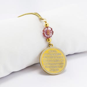 Islamic Car Rearview Mirror Charm, Pink Flower Car Hanging, New Car Gift, Silver Steel Plate Ayat al-Kursi Front & Nazar Surah on Back