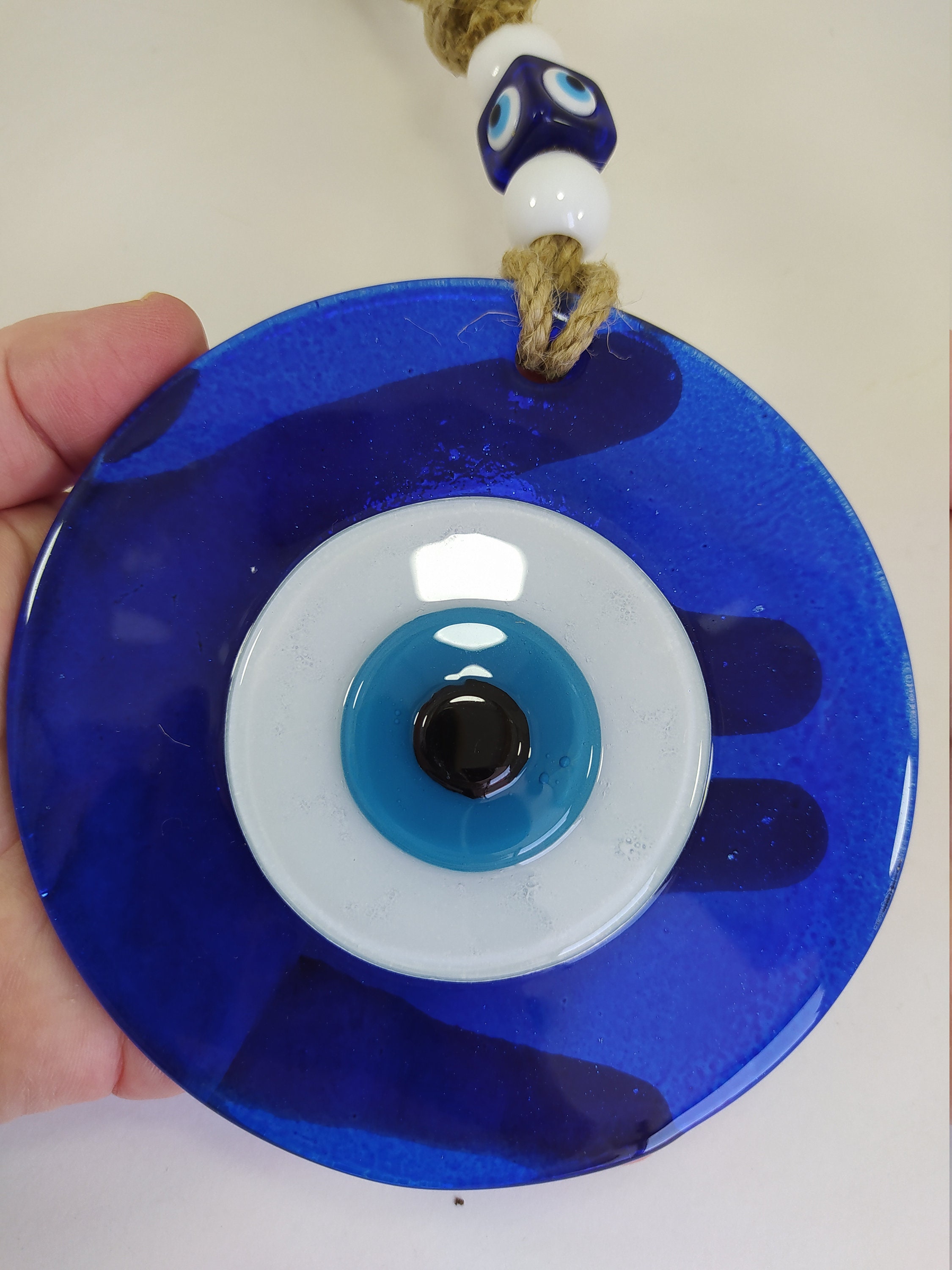  Fydun Türkisches blaues böses Auge Perlen Amulett Ornament mit  blauem Glas Anhänger für Home Lucky Protection Wandbehang Dekoration