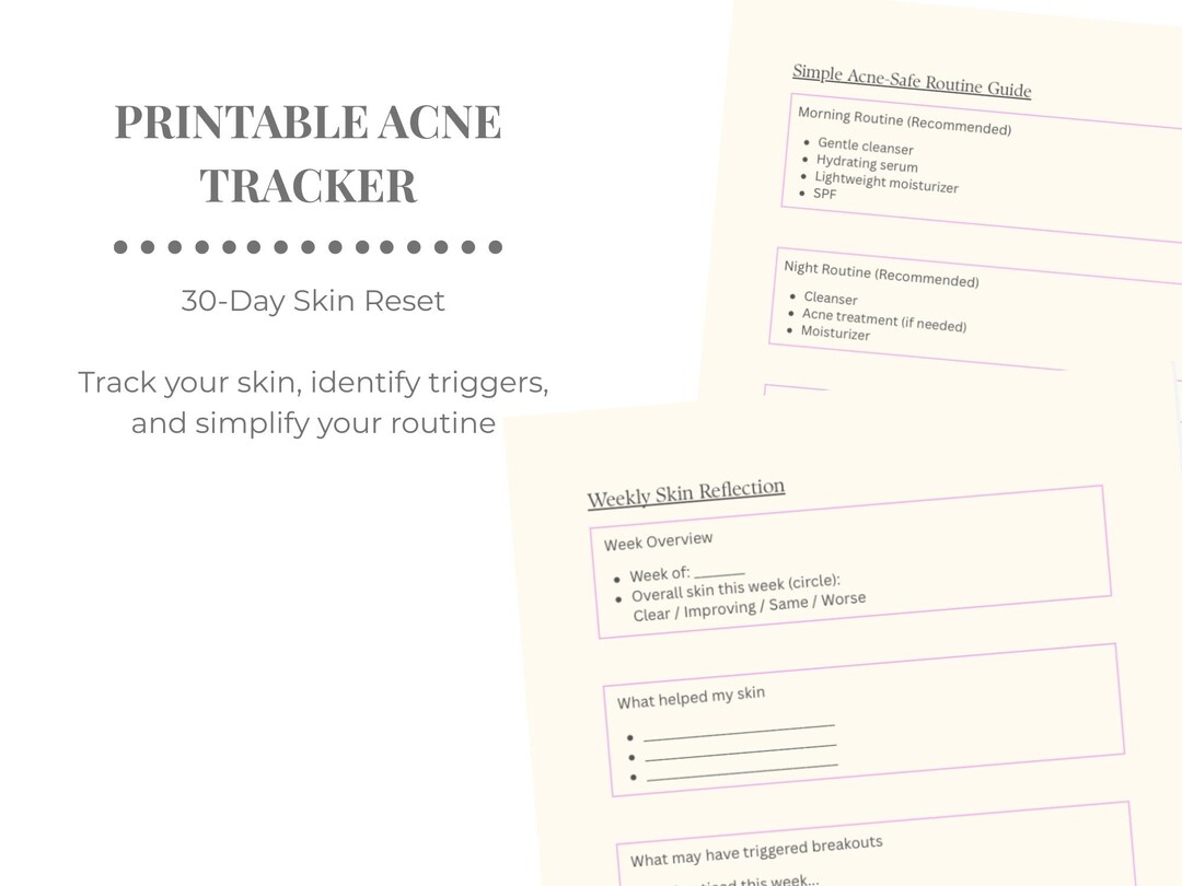 Acne Tracker Printable | 30 Day Skin Reset Planner | Hormonal Acne ...
